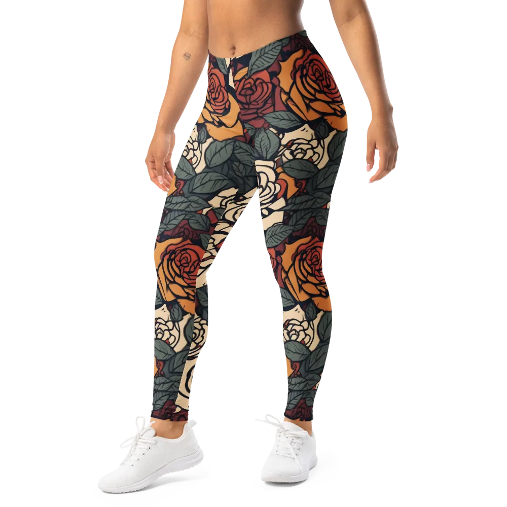 Nightshade Roses on Leggings — Left Front