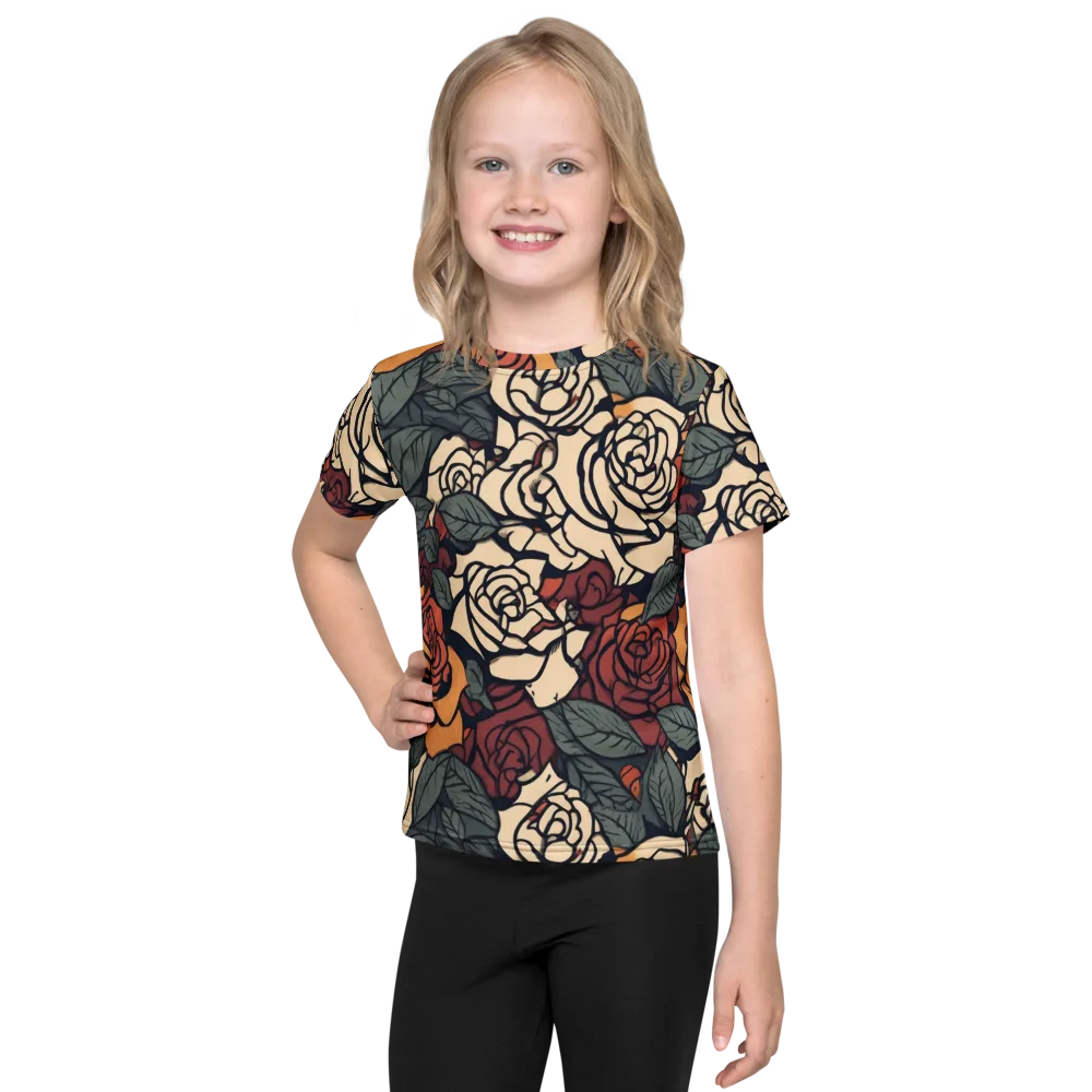 Nightshade Roses on Kids Crew Neck T-Shirt — Front