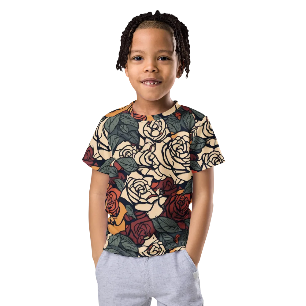 Nightshade Roses on Kids Crew Neck T-Shirt — Front