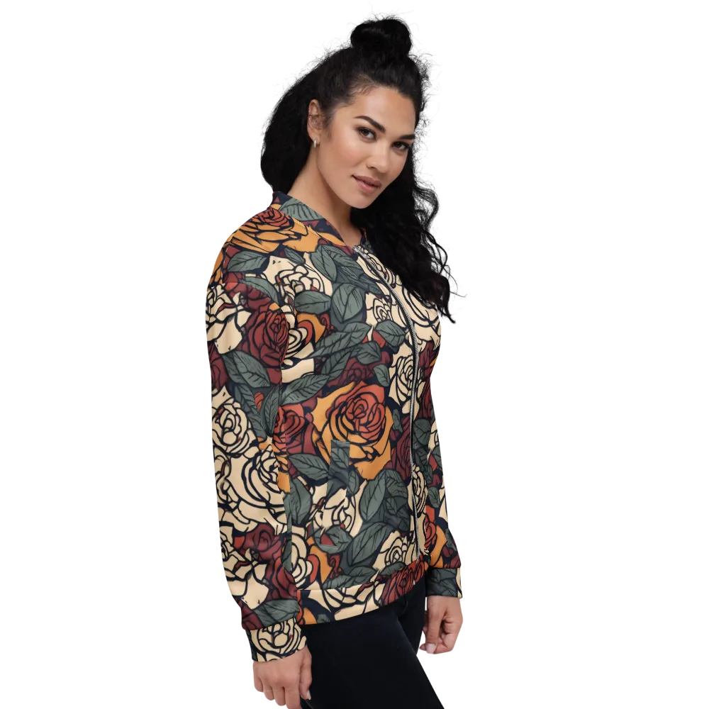 Nightshade Roses on Bomber Jacket — Right