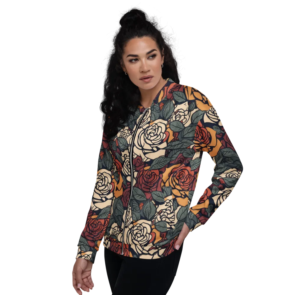 Nightshade Roses on Bomber Jacket — Left