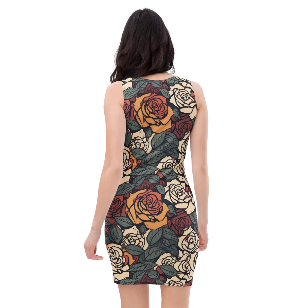 Nightshade Roses on Bodycon Dress — Back
