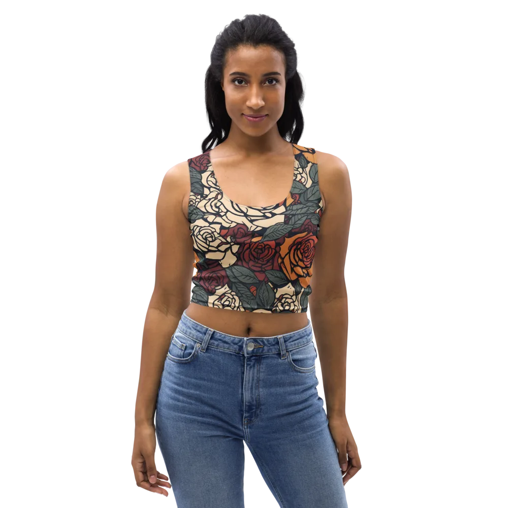 Nightshade Roses on Crop Top — Front