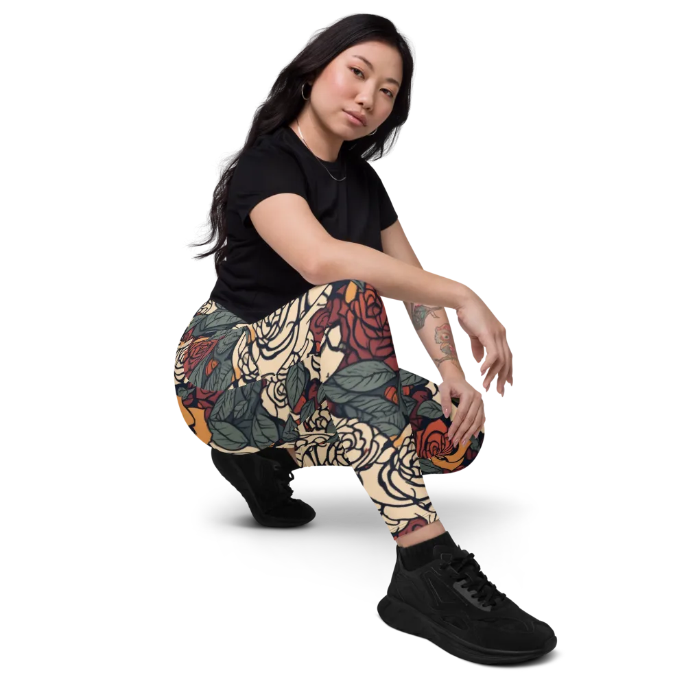 Nightshade Roses on Leggings with Pockets — Right Front