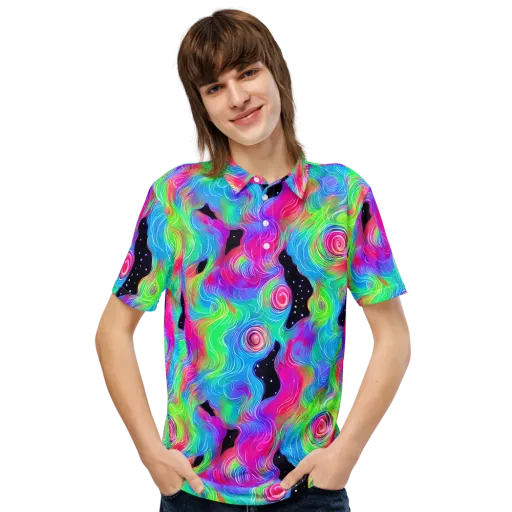 Vivid Infinity on a Men's Slim Fit Polo Shirt