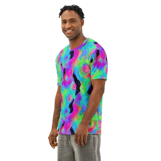 Vivid Infinity on a Men's Cotton Crew Neck T-Shirt