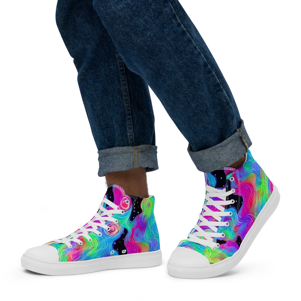 Vivid Infinity on Men's High Top Canvas Shoes — Left