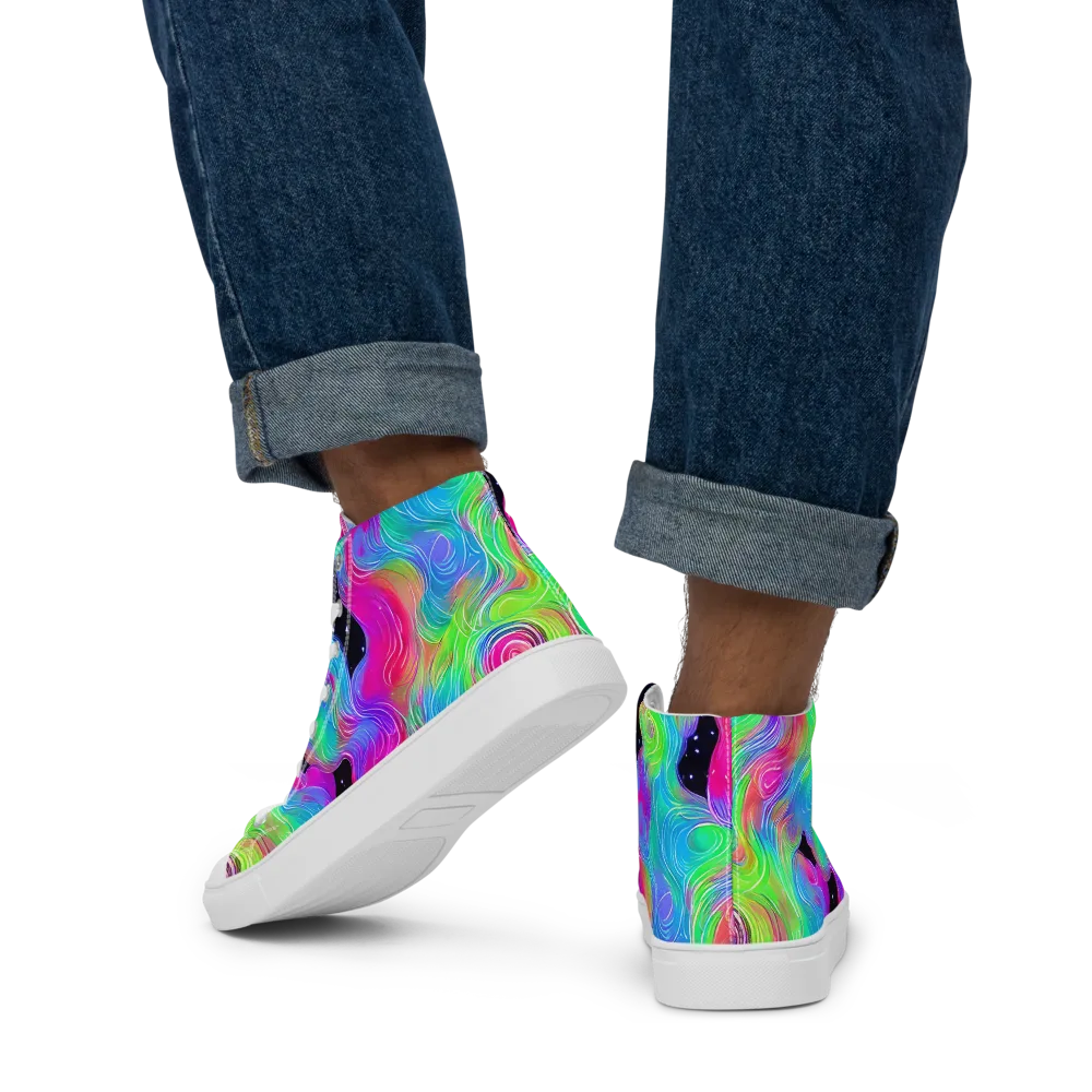 Vivid Infinity on Men's High Top Canvas Shoes — Back