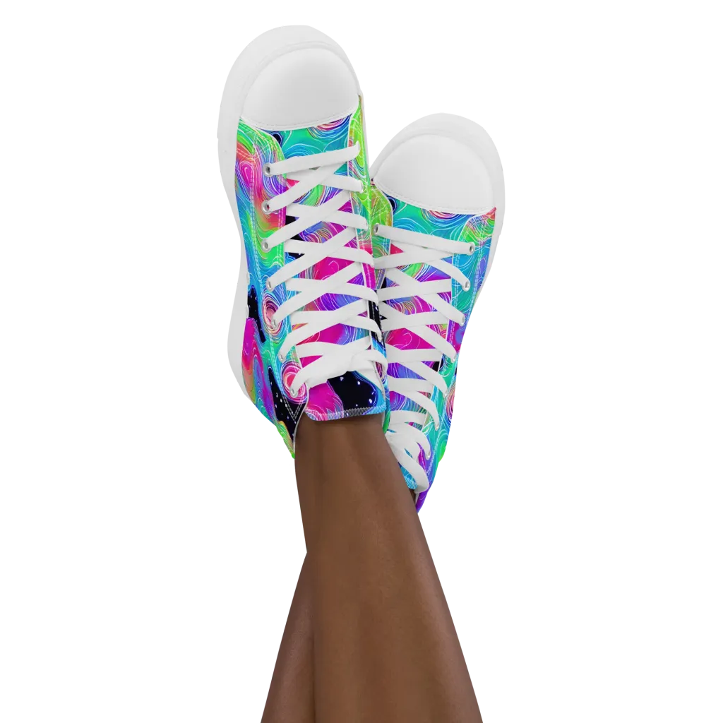 Vivid Infinity on Women's High Top Canvas Shoes — Front