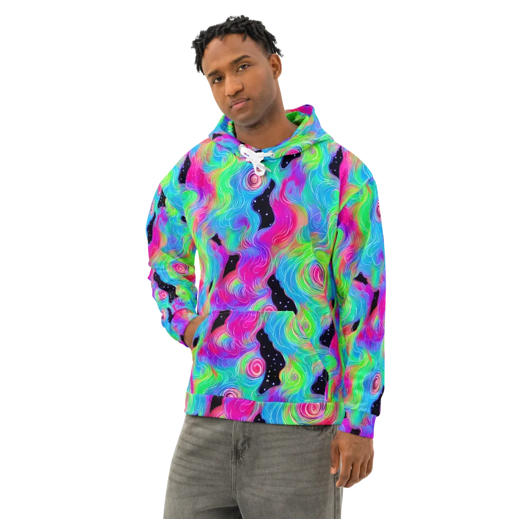 Vivid Infinity on Cotton Hoodie — Left Front