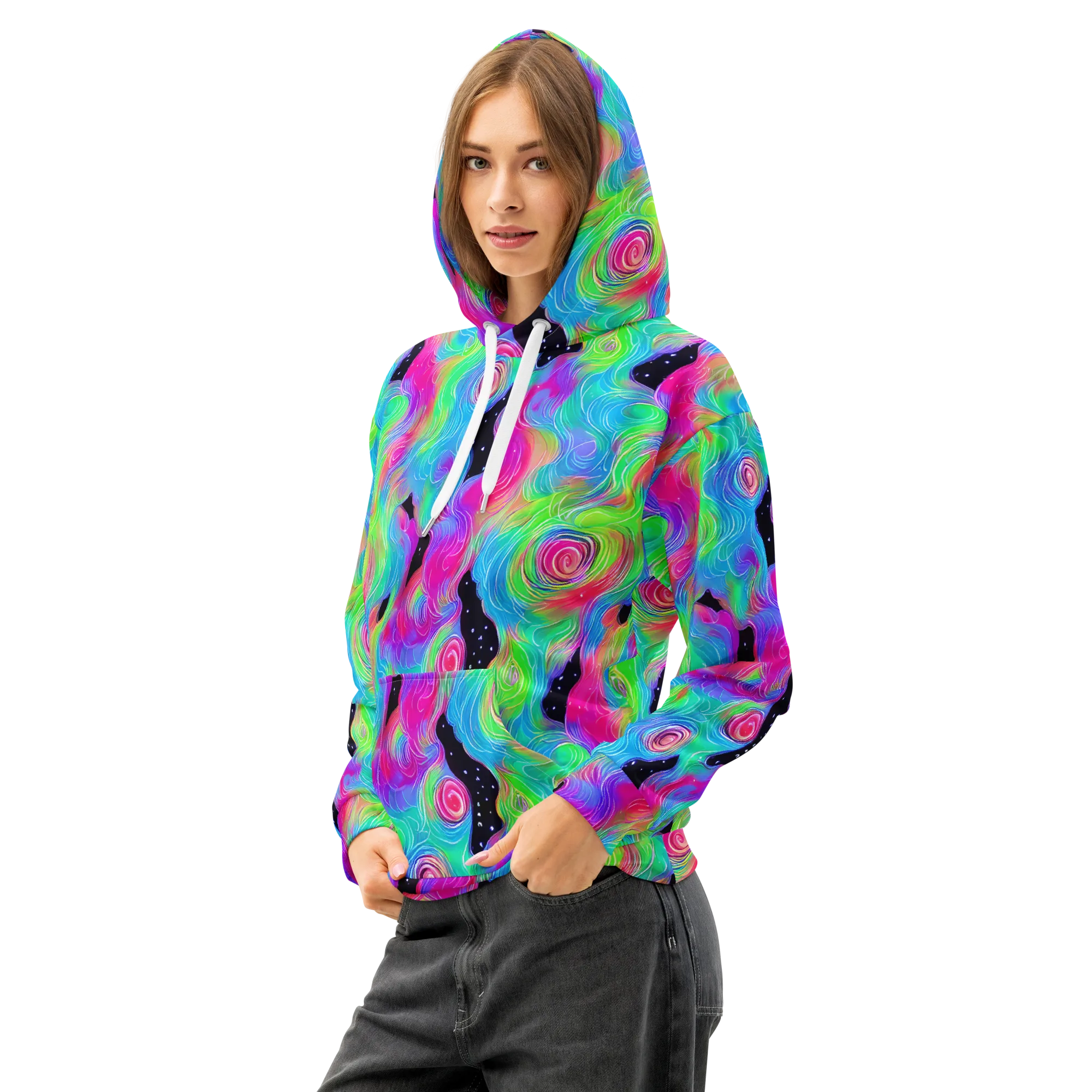Vivid Infinity on Cotton Hoodie — Left Front