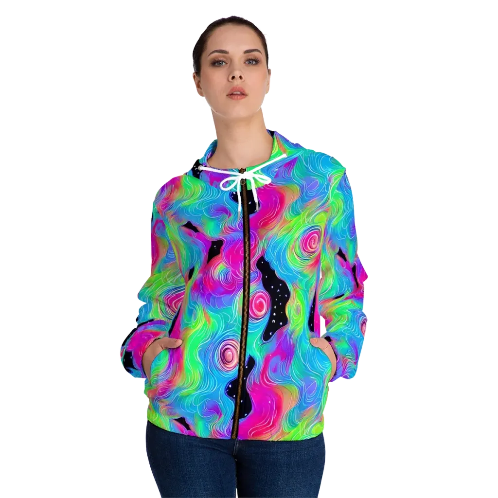 Vivid Infinity on Women's Full-Zip Hoodie — Front On Person