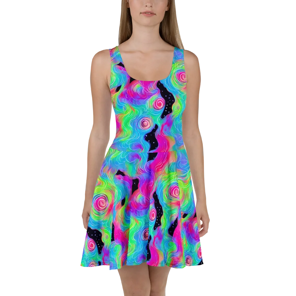 Vivid Infinity on Skater Dress — Front