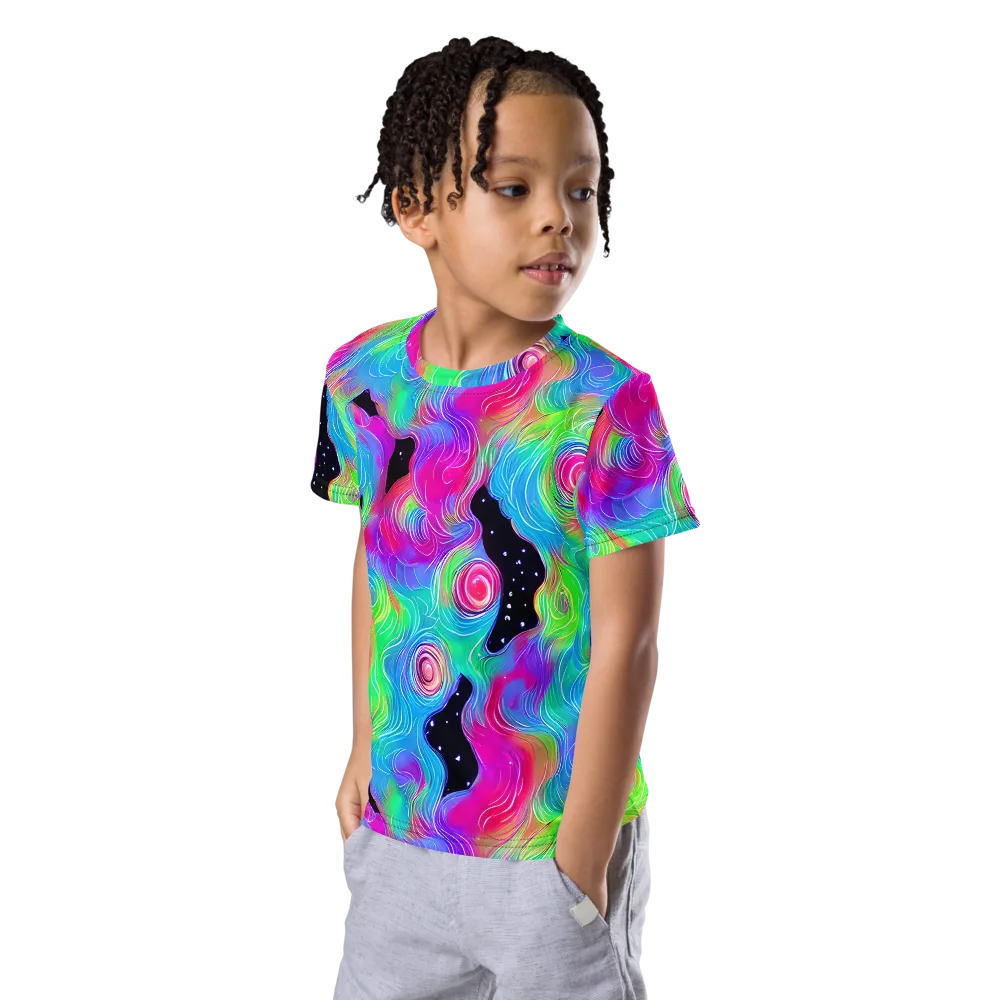 Vivid Infinity on Kids Crew Neck T-Shirt — Left Front