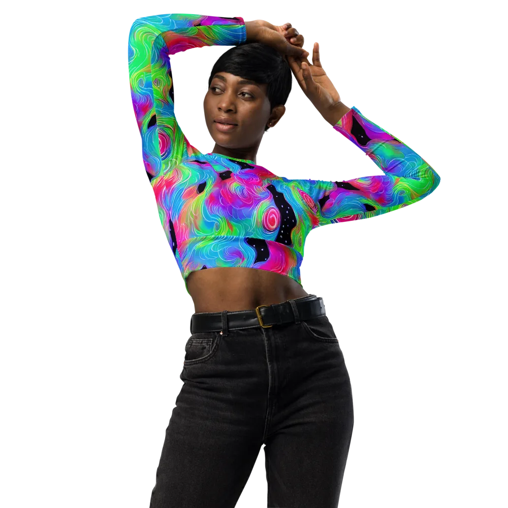 Vivid Infinity on Long Sleeve Crop Top — Front