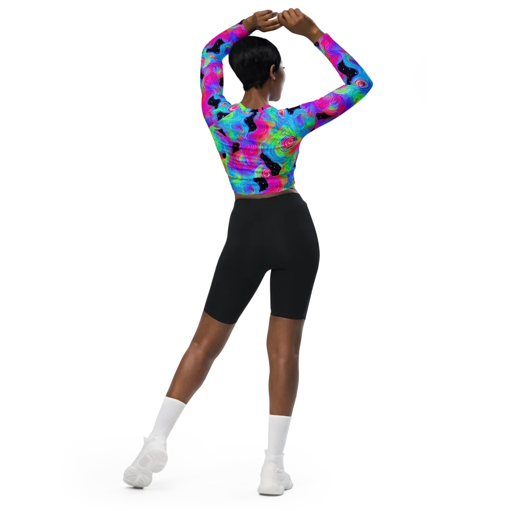 Vivid Infinity on Long Sleeve Crop Top — Back