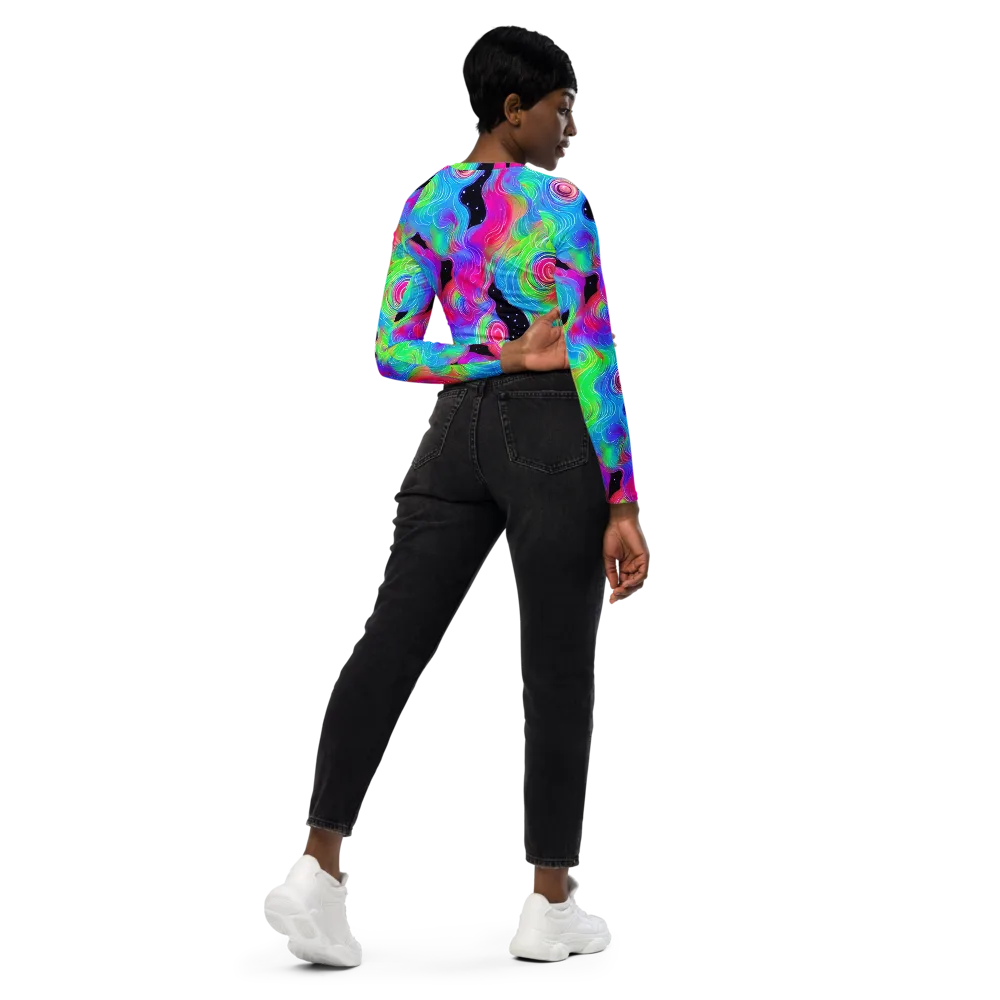 Vivid Infinity on Long Sleeve Crop Top — Right Back
