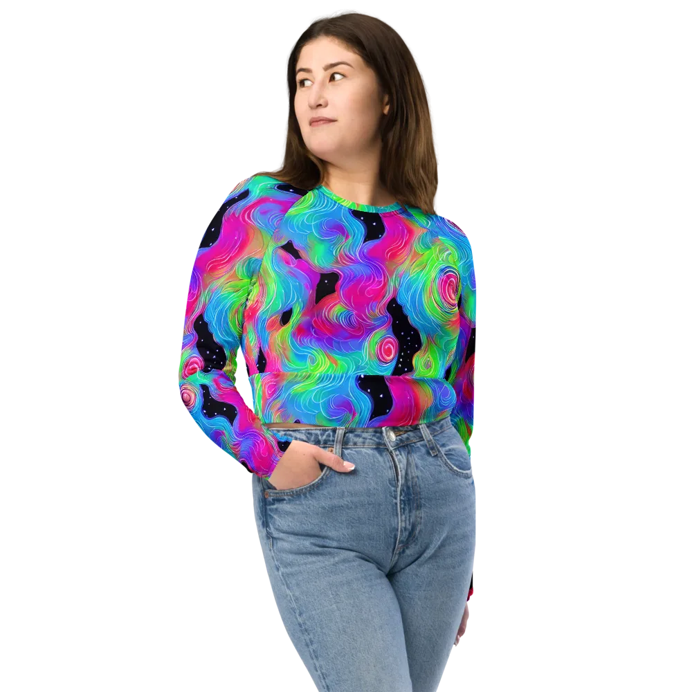 Vivid Infinity on Long Sleeve Crop Top — Front
