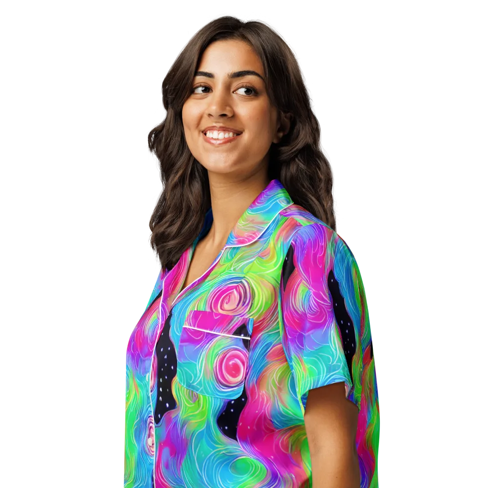 Vivid Infinity on Women's Short Sleeve Pajama Top — Left Front