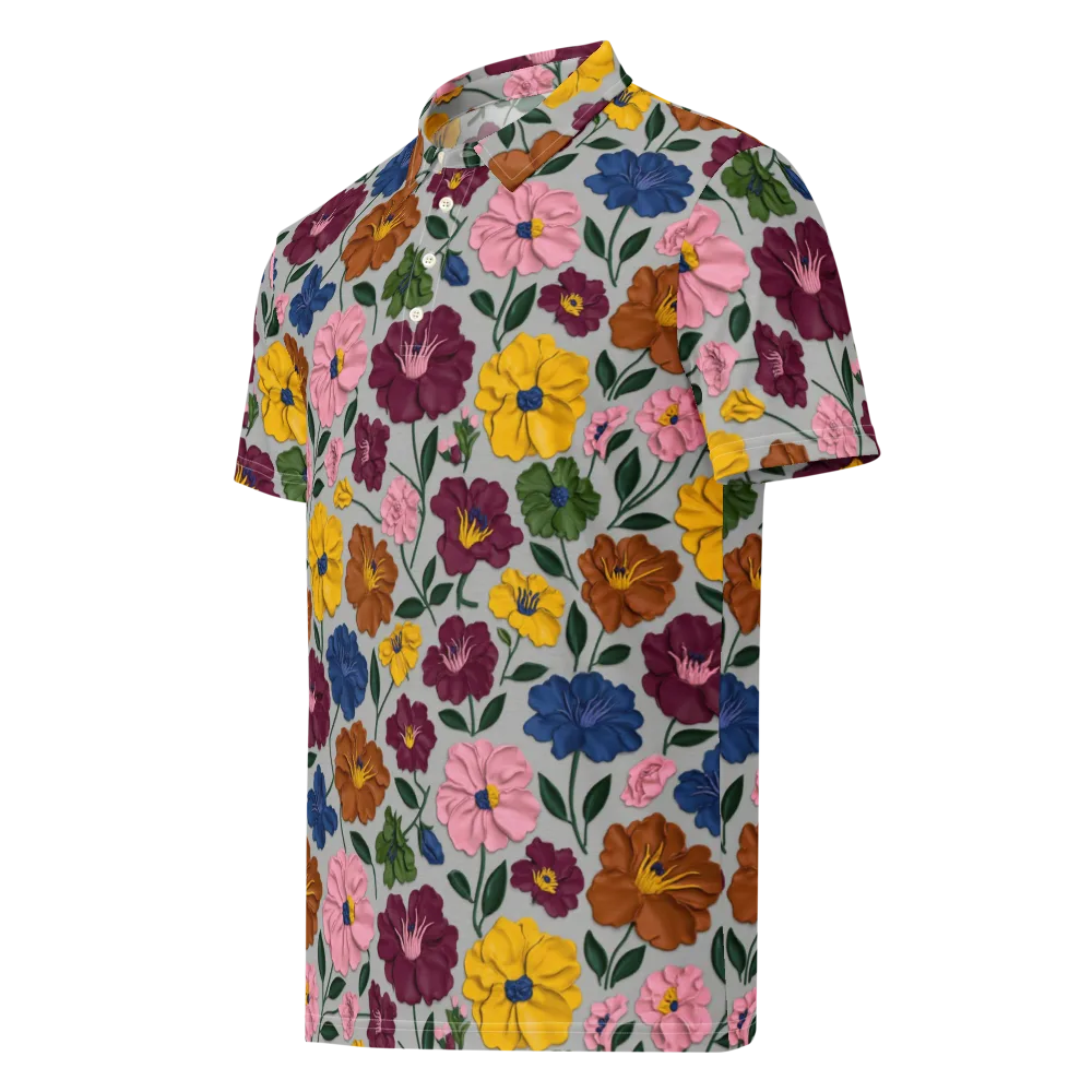 Blooming Mosaic on Men's Slim Fit Polo Shirt — Left Front