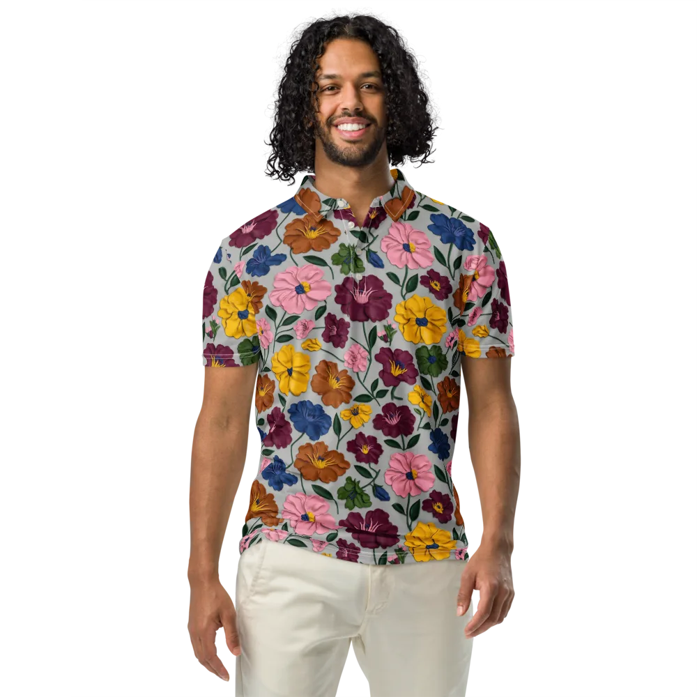 Blooming Mosaic on Men's Slim Fit Polo Shirt — Front