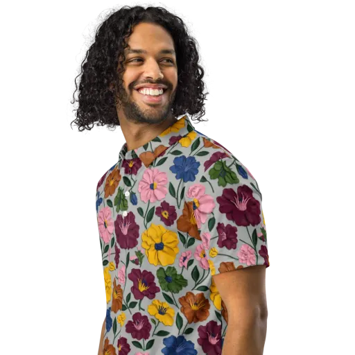 Blooming Mosaic on a Men's Slim Fit Polo Shirt