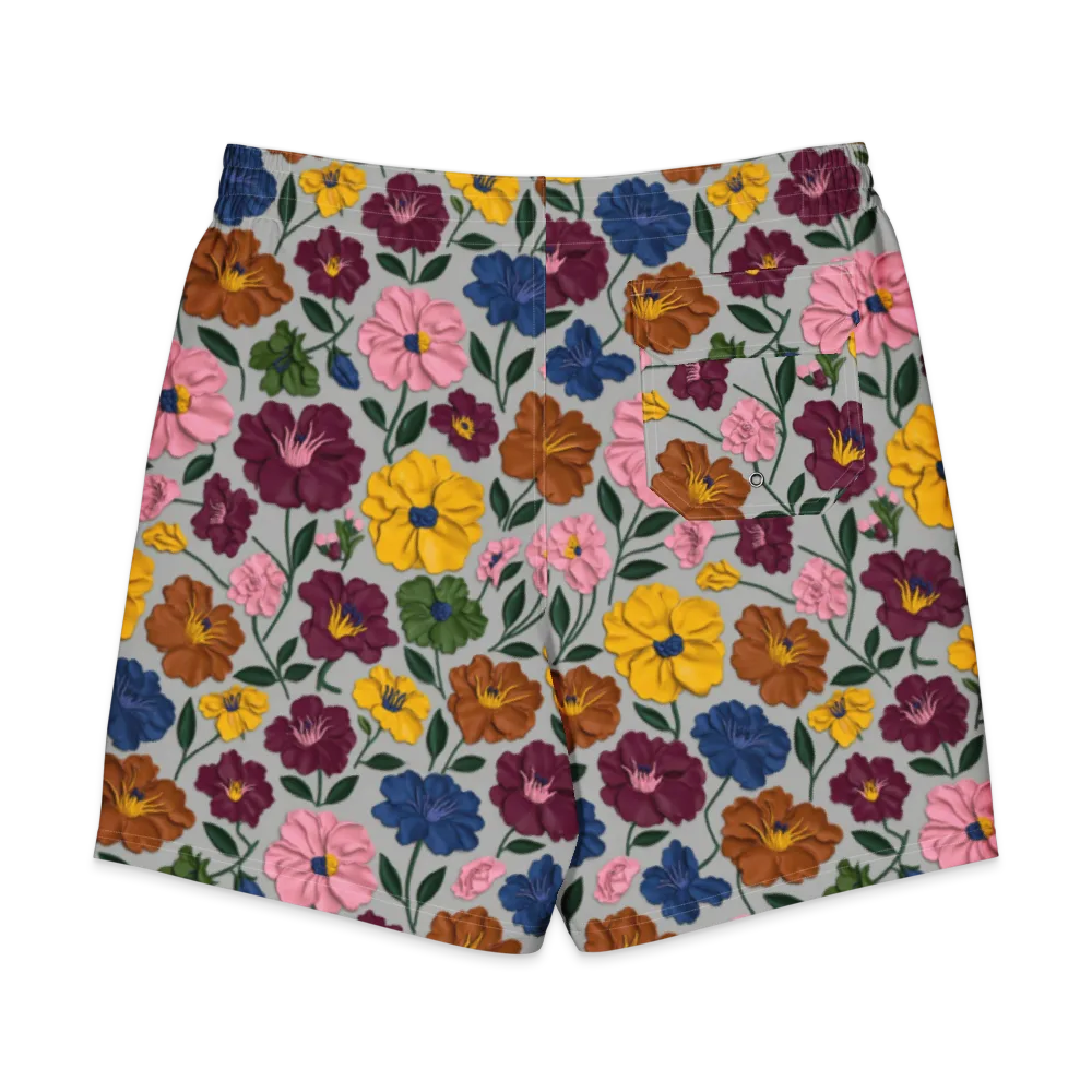 Blooming Mosaic on Men's Board Shorts — Back