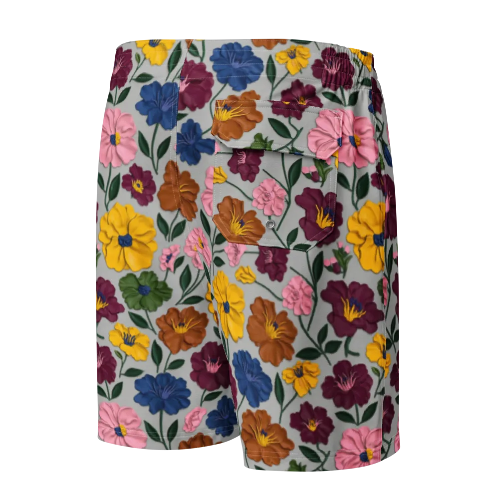 Blooming Mosaic on Men's Board Shorts — Back