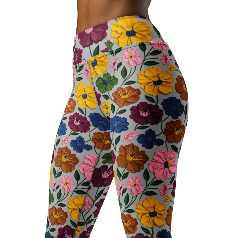 Blooming Mosaic on Yoga Leggings — Left Front