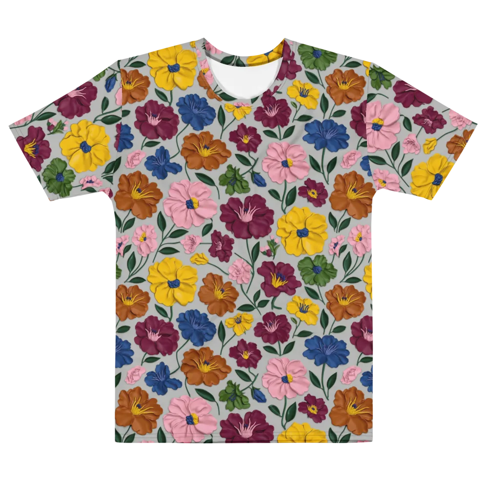 Blooming Mosaic on Men's Cotton Crew Neck T-Shirt — Front
