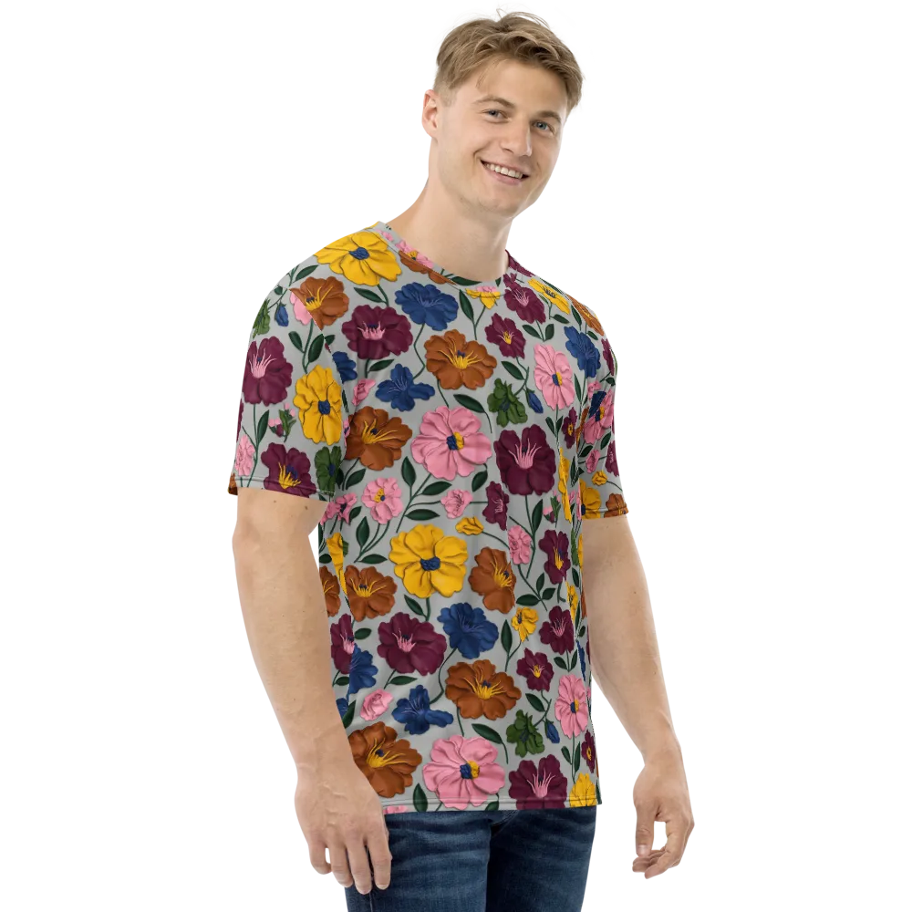 Blooming Mosaic on Men's Crew Neck T-Shirt — Right