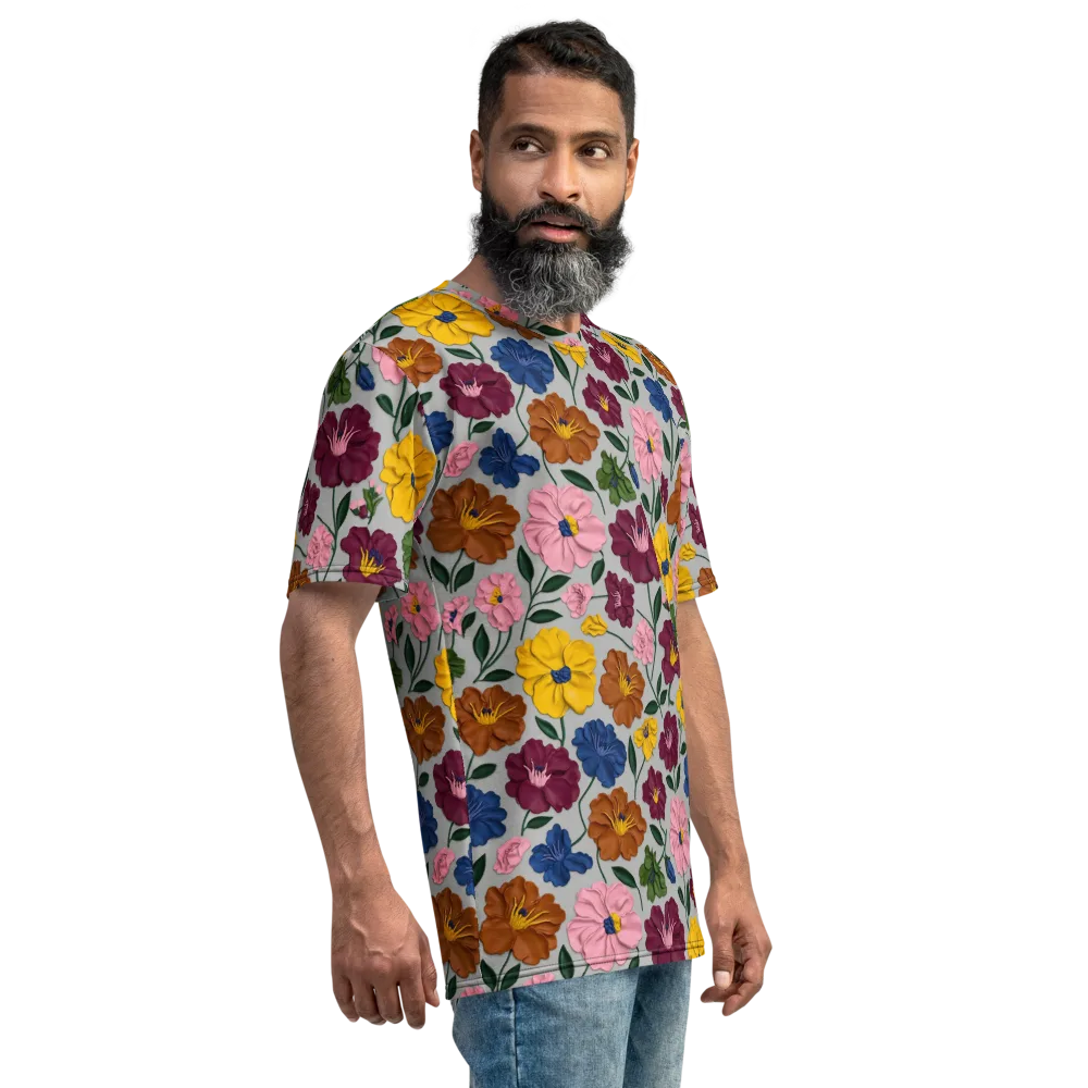 Blooming Mosaic on Men's Crew Neck T-Shirt — Right