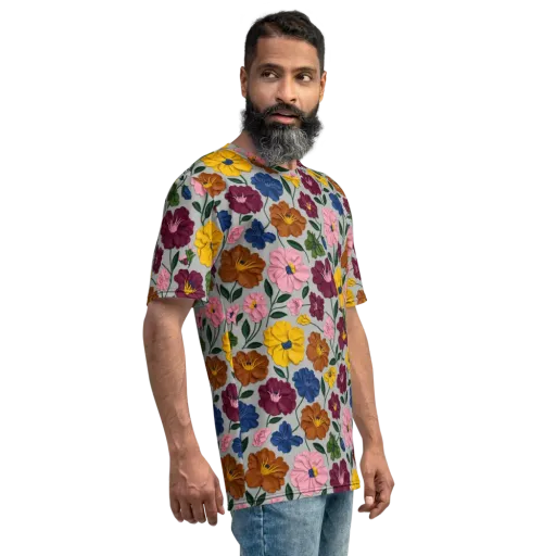 Blooming Mosaic on a Men's Crew Neck T-Shirt