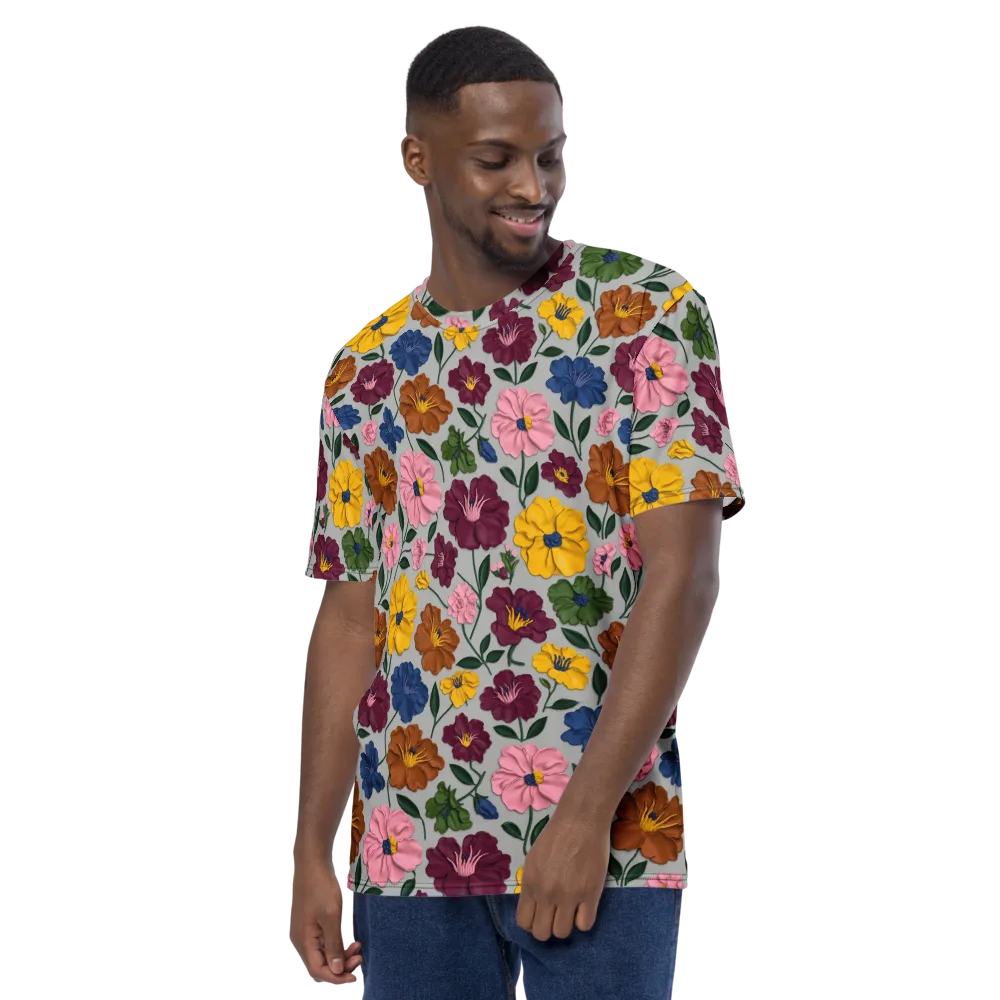 Blooming Mosaic on Men's Crew Neck T-Shirt — Left