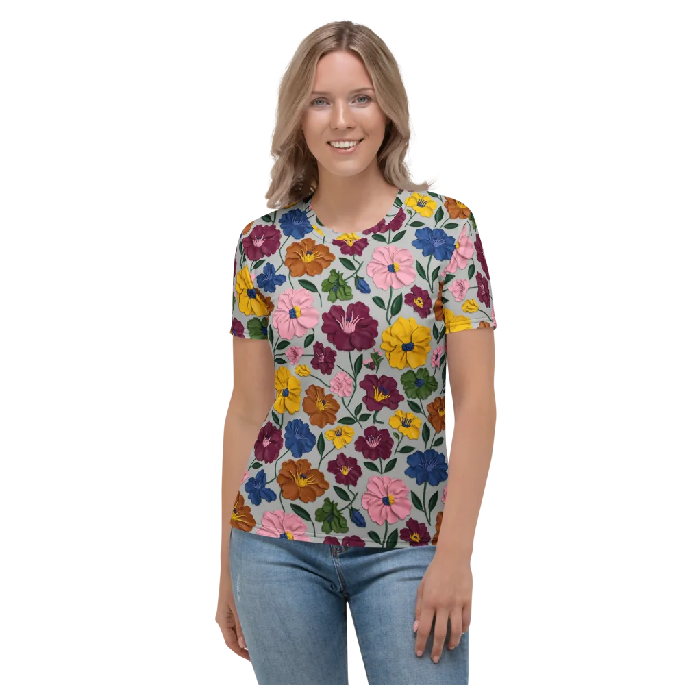Blooming Mosaic on Women's Crew Neck T-Shirt — Front
