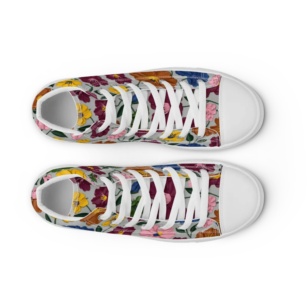 Blooming Mosaic on Women's High Top Canvas Shoes — Front