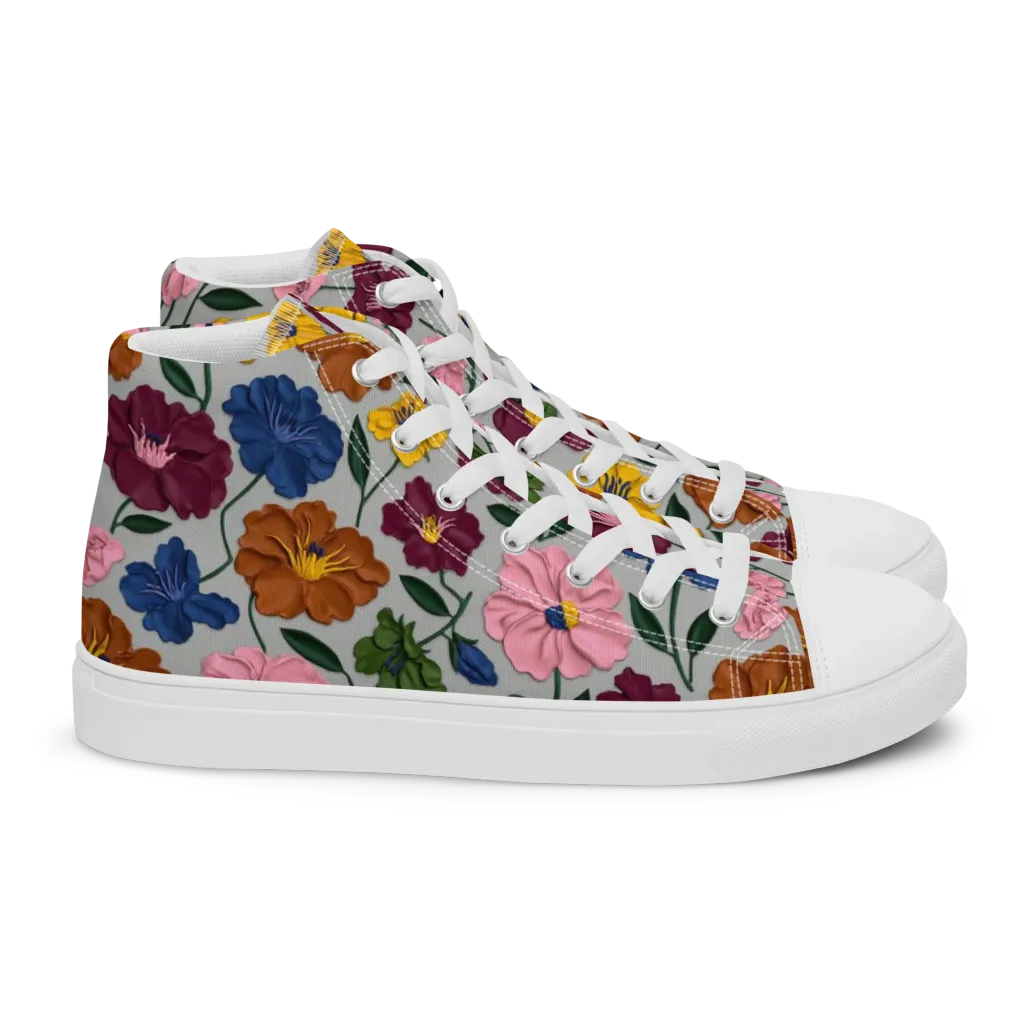 Blooming Mosaic on Women's High Top Canvas Shoes — Right