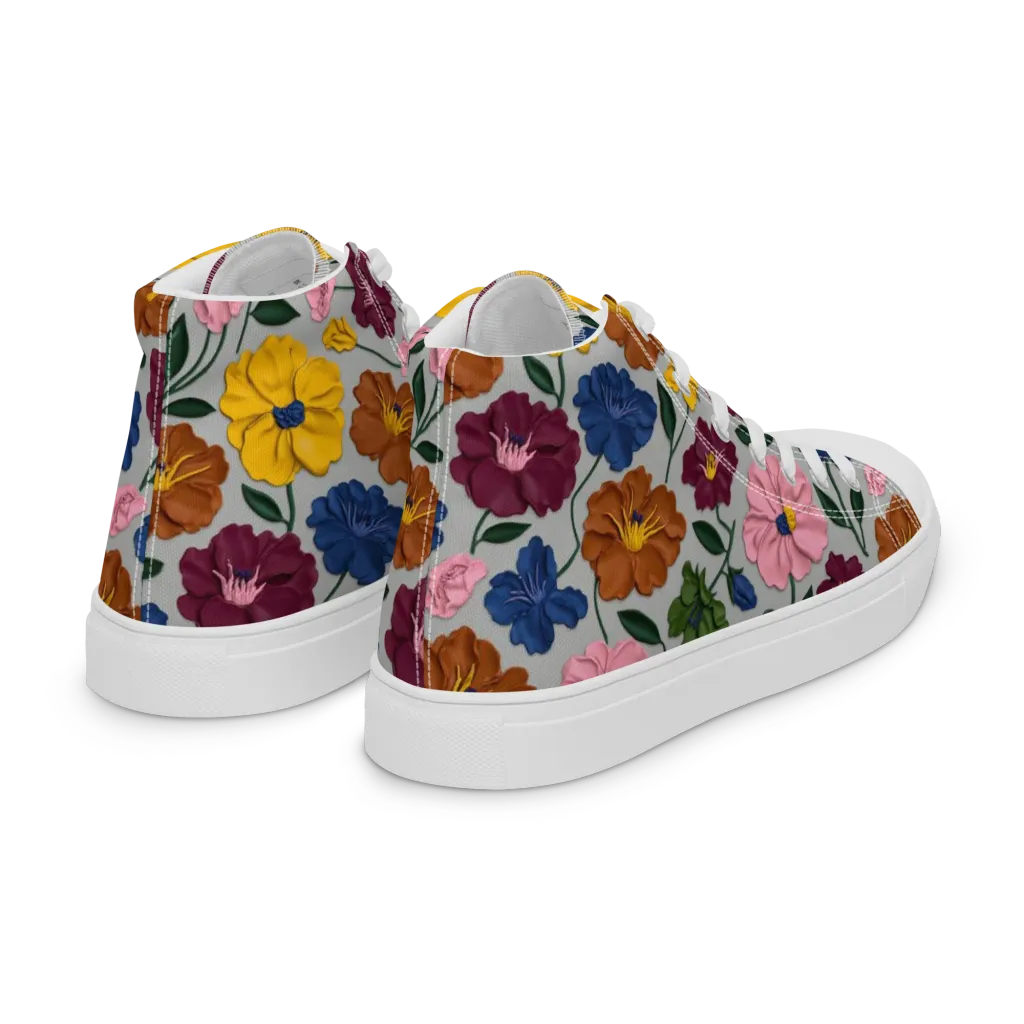 Blooming Mosaic on Women's High Top Canvas Shoes — Right Back