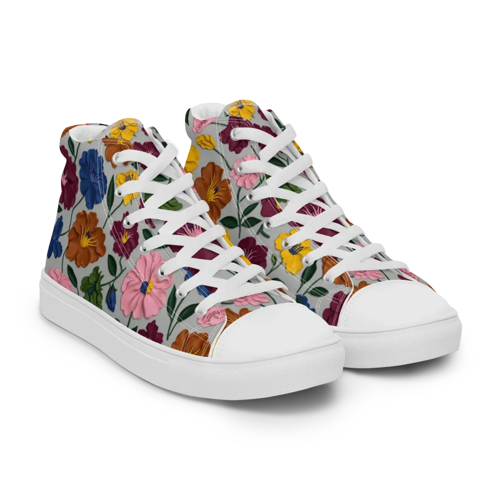 Blooming Mosaic on Women's High Top Canvas Shoes — Right Front