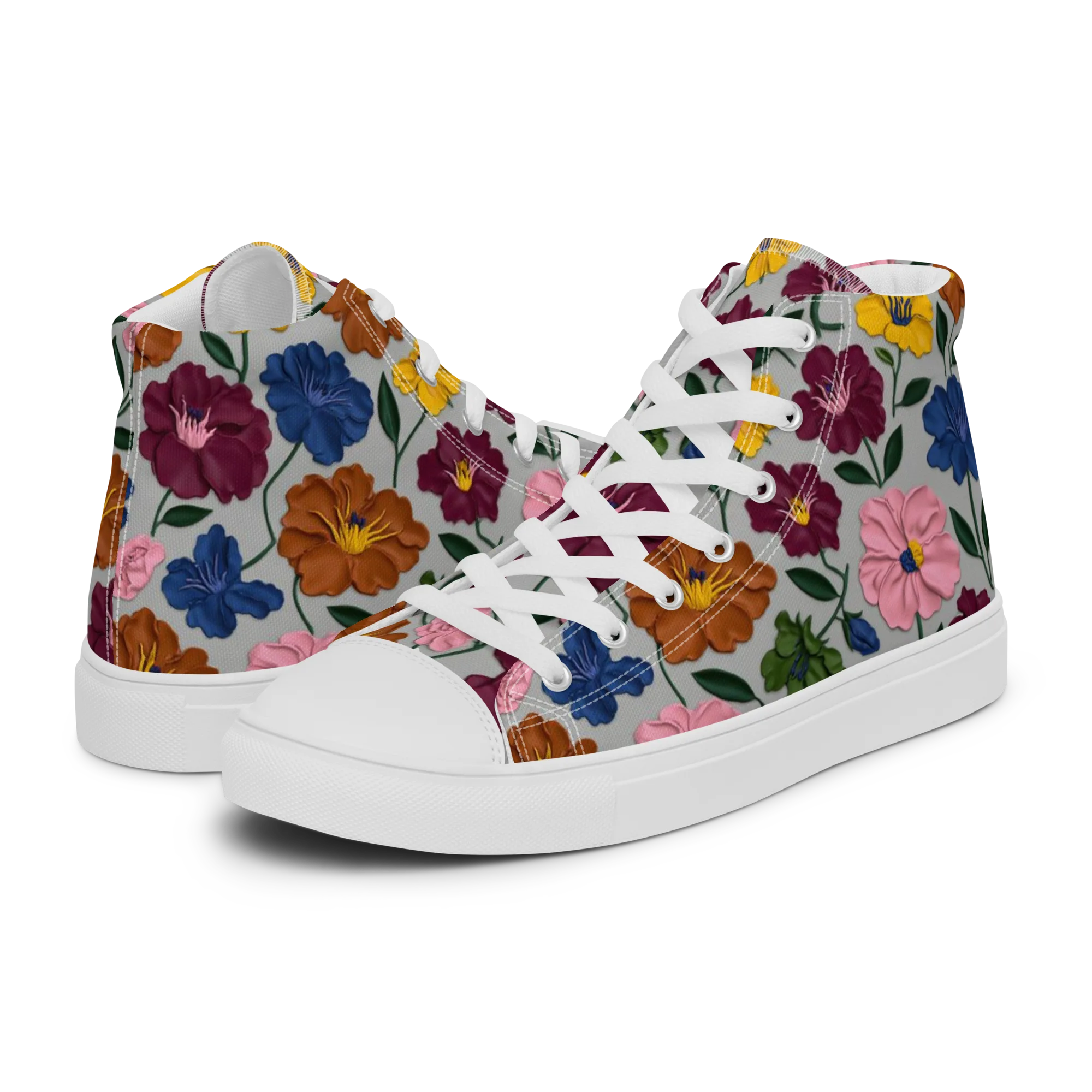 Blooming Mosaic on Women's High Top Canvas Shoes — Left