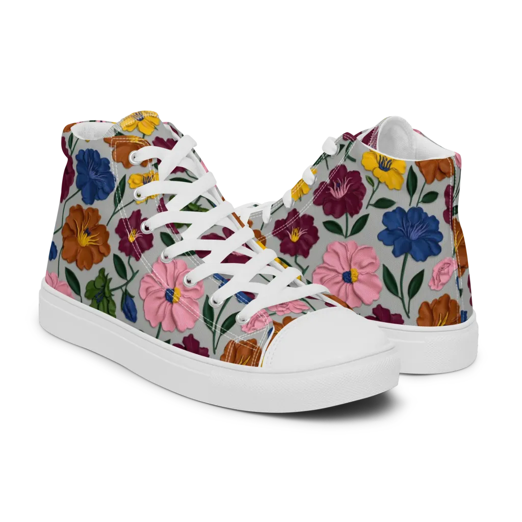 Blooming Mosaic on Women's High Top Canvas Shoes — Right