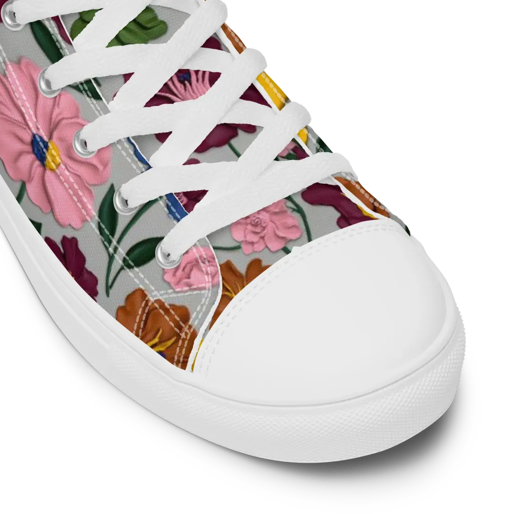 Blooming Mosaic on Women's High Top Canvas Shoes — Product details