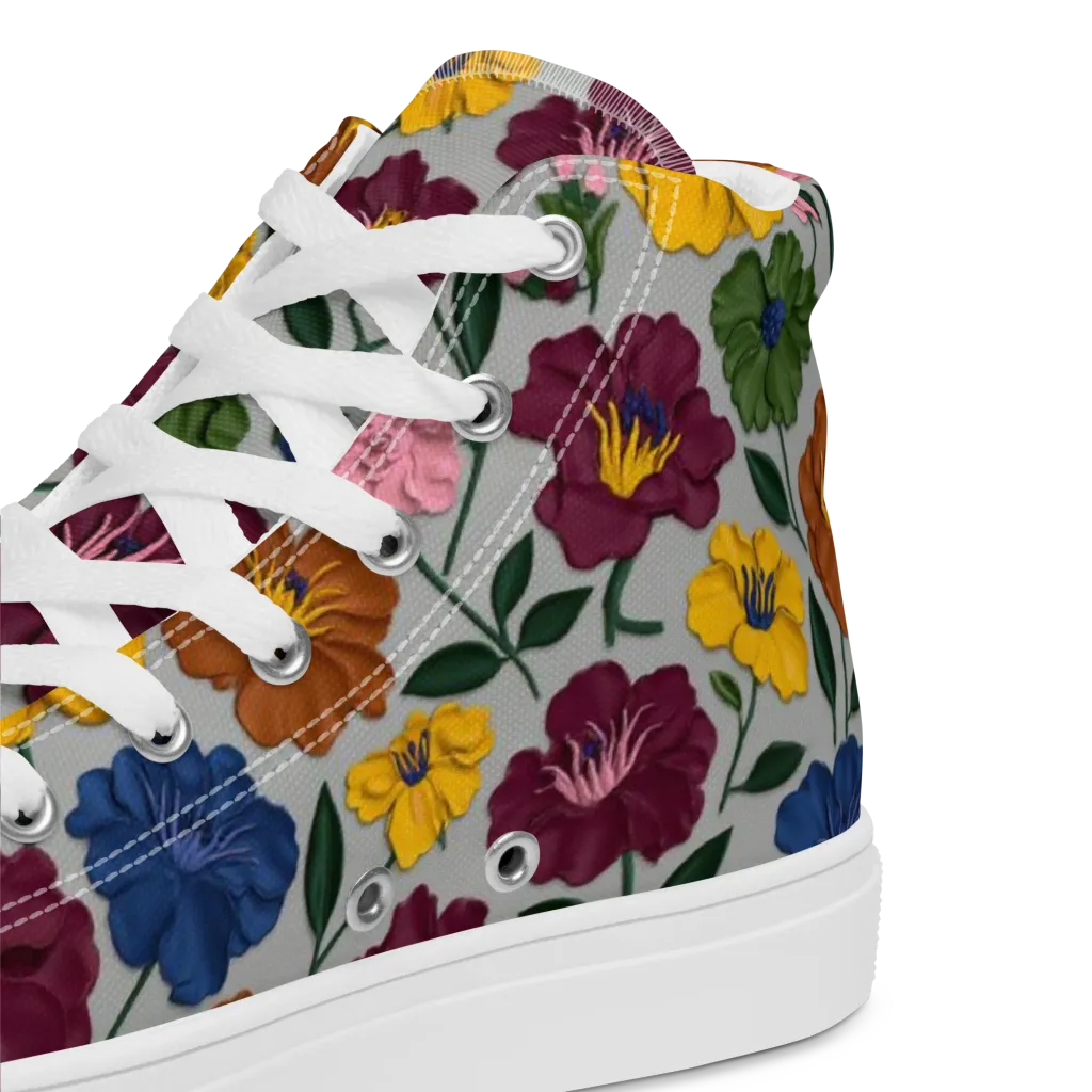 Blooming Mosaic on Women's High Top Canvas Shoes — Product details 2