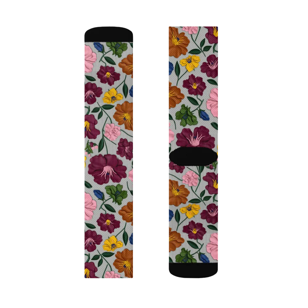 Blooming Mosaic on Socks — Left Sock