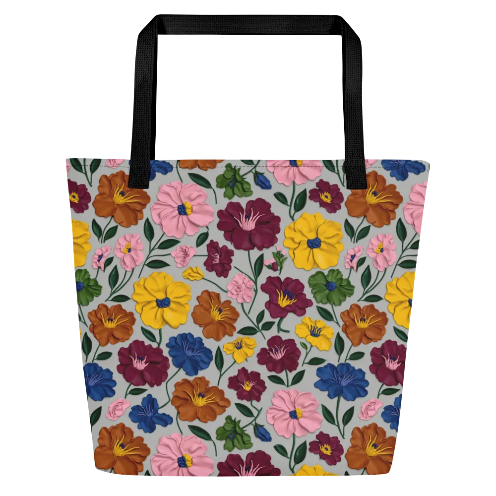 Blooming Mosaic on Large Tote Bag W/ Pocket — Front