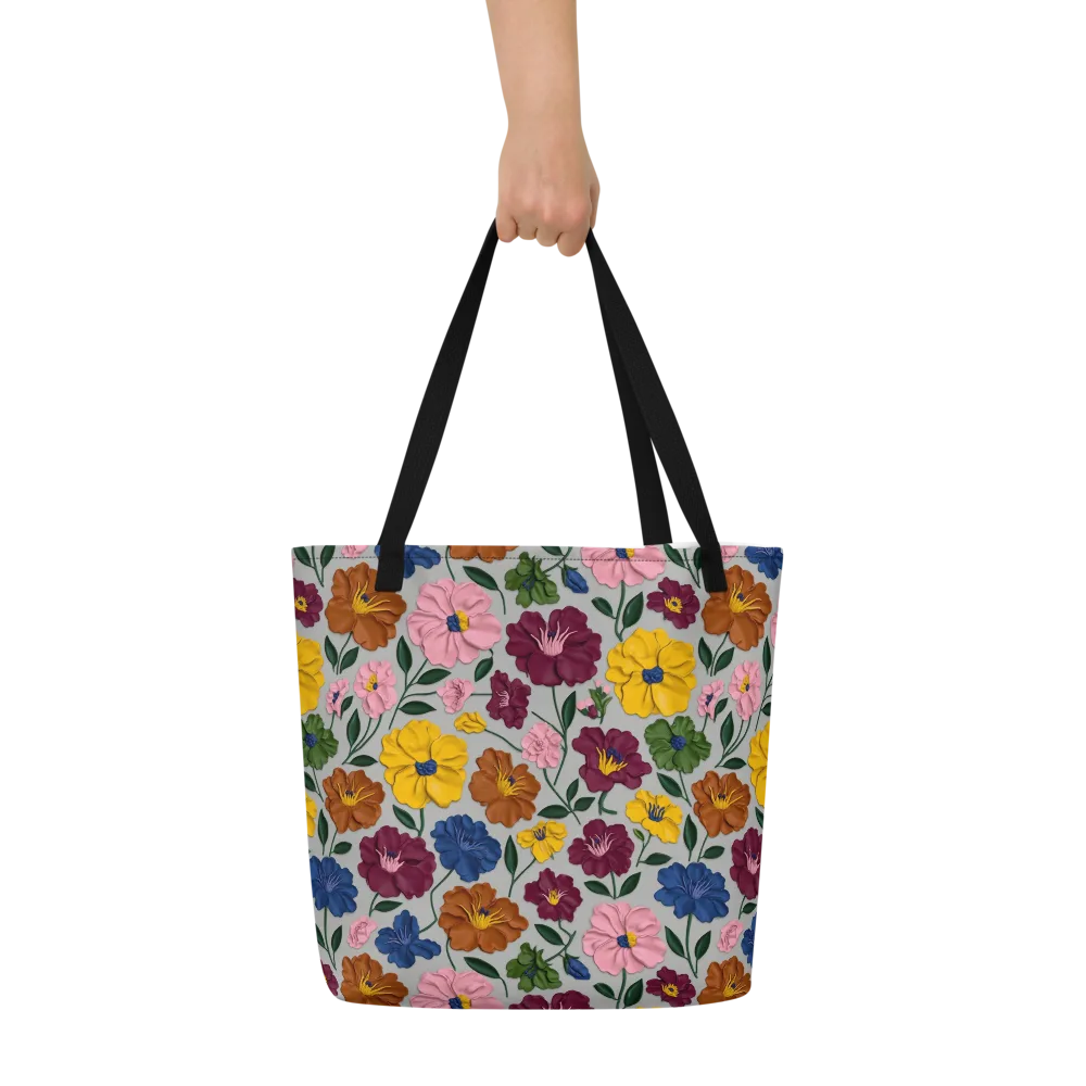Blooming Mosaic on Large Tote Bag W/ Pocket — Front