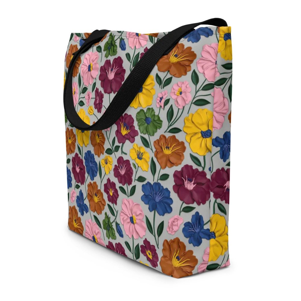 Blooming Mosaic on Large Tote Bag W/ Pocket — Front