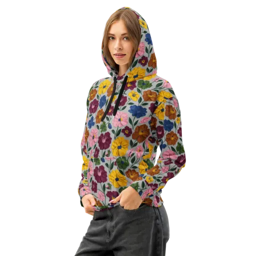 Blooming Mosaic on a Cotton Hoodie