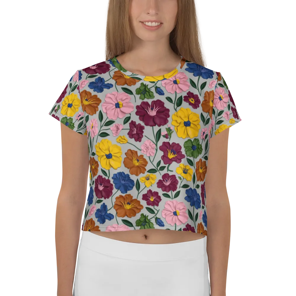 Blooming Mosaic on Crop Tee — Front