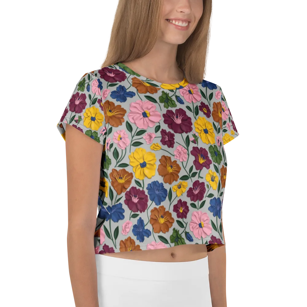 Blooming Mosaic on Crop Tee — Right